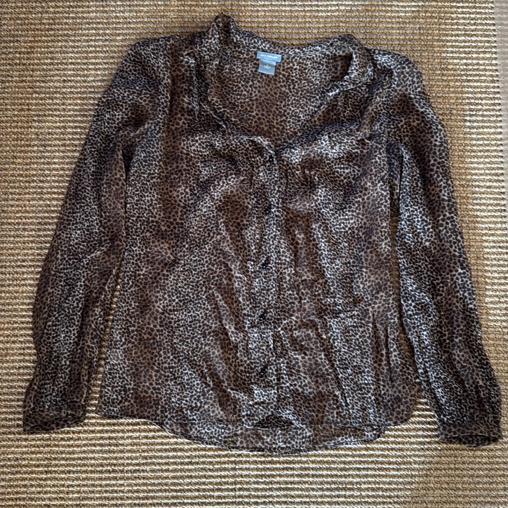 Ann Taylor Leopard Print Sheer Blouse 8